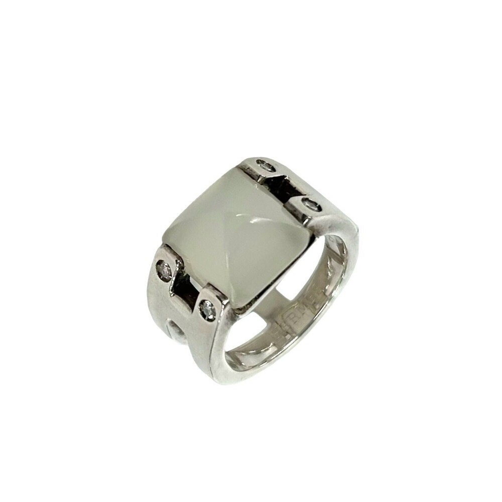 HERMES Silver Diamond Ring #51